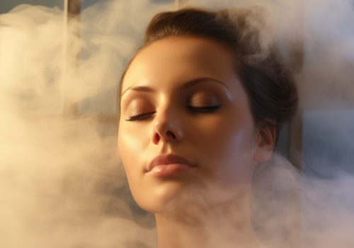 Woman in spa facial steam